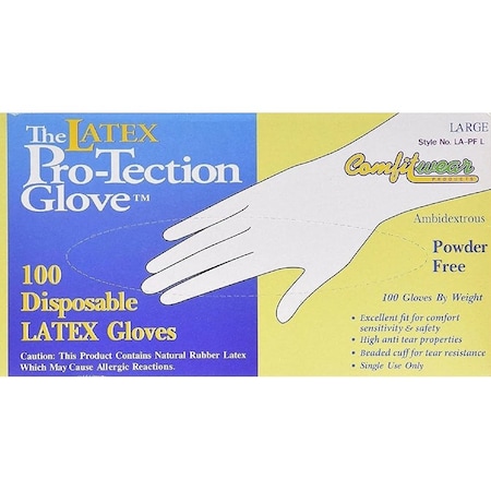Comfitwear Disposable Gloves, Latex, L, 2 PK LA-PF-L-2PK